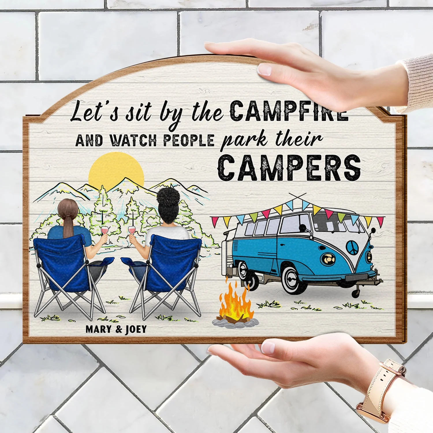 Home Is Where We Park It - Gift For Camping Lovers - Personalized Custom Shaped Wood Sign - Image 4