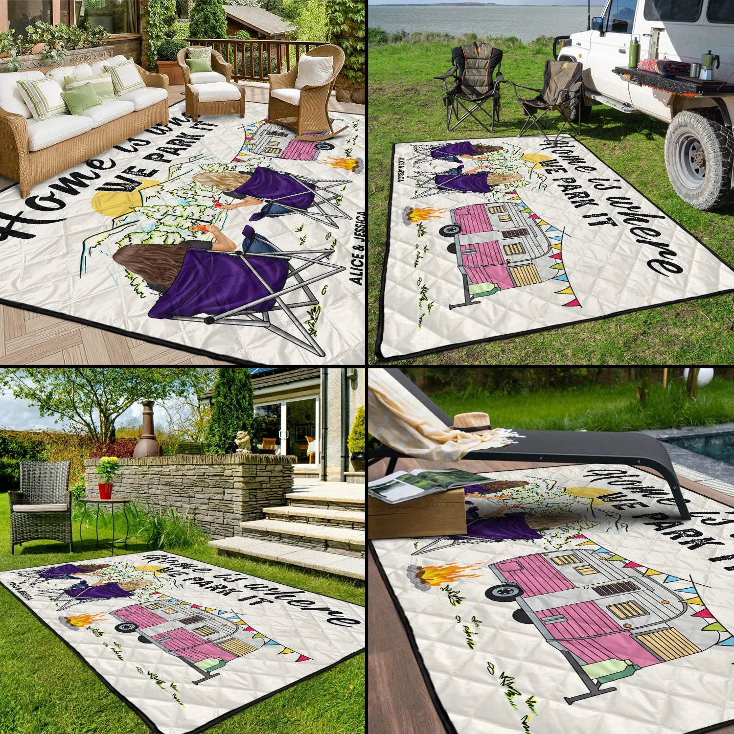 Home Is Where We Park It - Gift For Camping Lovers - Personalized Outdoor Waterproof Camping Picnic Blanket - Image 5