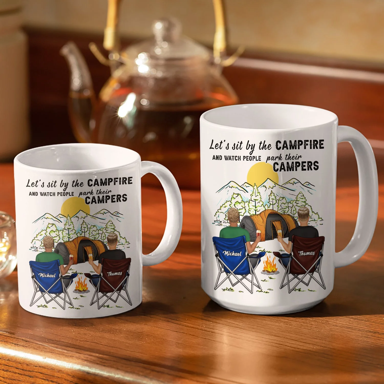 Home Is Where We Park It - Gift For Camping Lovers - Personalized White Edge-to-Edge Mug - Image 3