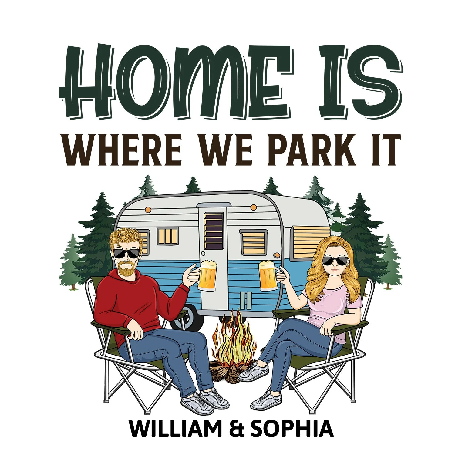 Home Is Where We Park It - Vacation, Traveling, Funny Gift For Couples, Camping Lovers - Personalized Camping Decal, Decor Decal - Image 2