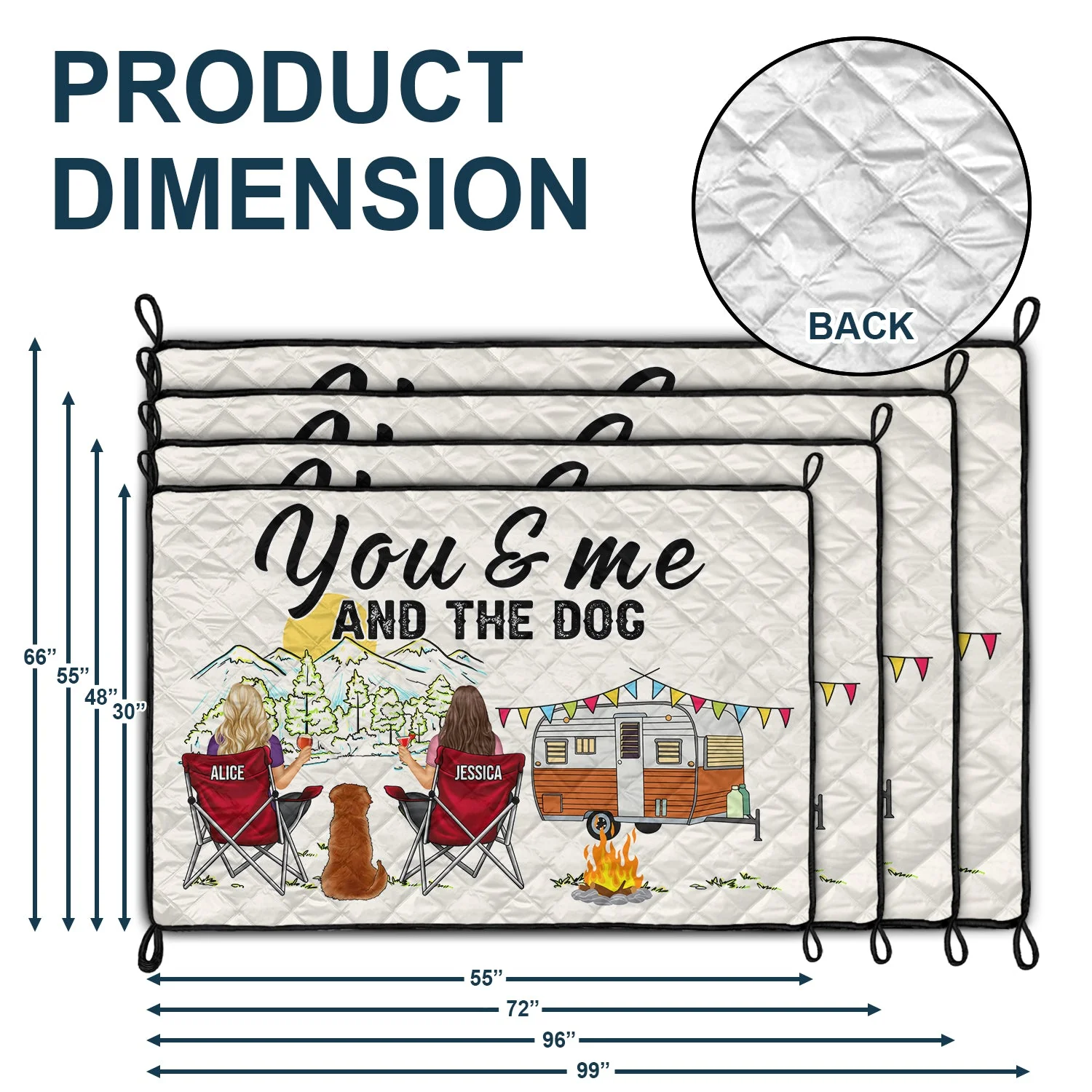 Home Is Where We Park It You And Me And The Dogs - Gift For Camping Lovers - Personalized Outdoor Waterproof Camping Picnic Blanket - Image 3