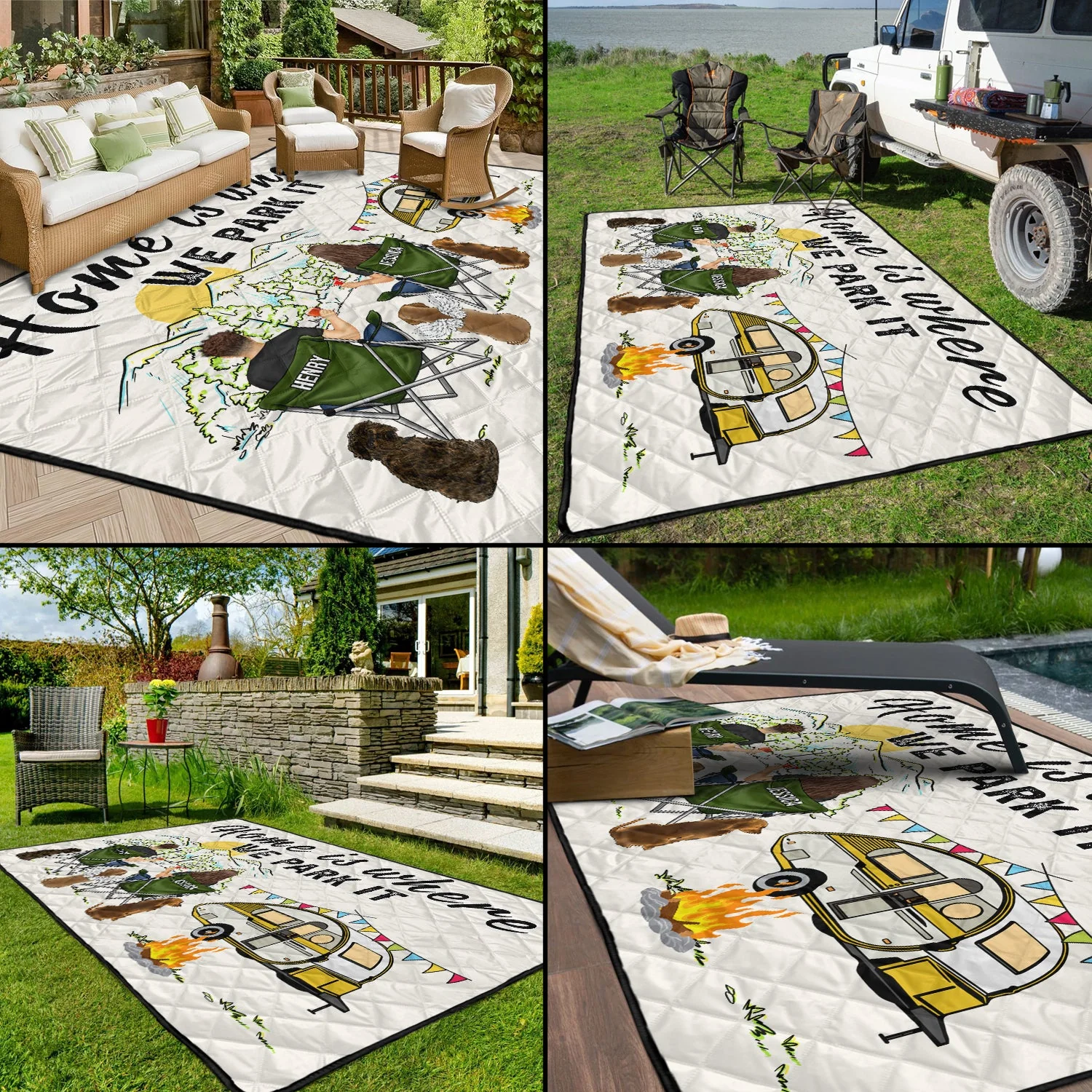 Home Is Where We Park It You And Me And The Dogs - Gift For Camping Lovers - Personalized Outdoor Waterproof Camping Picnic Blanket - Image 5