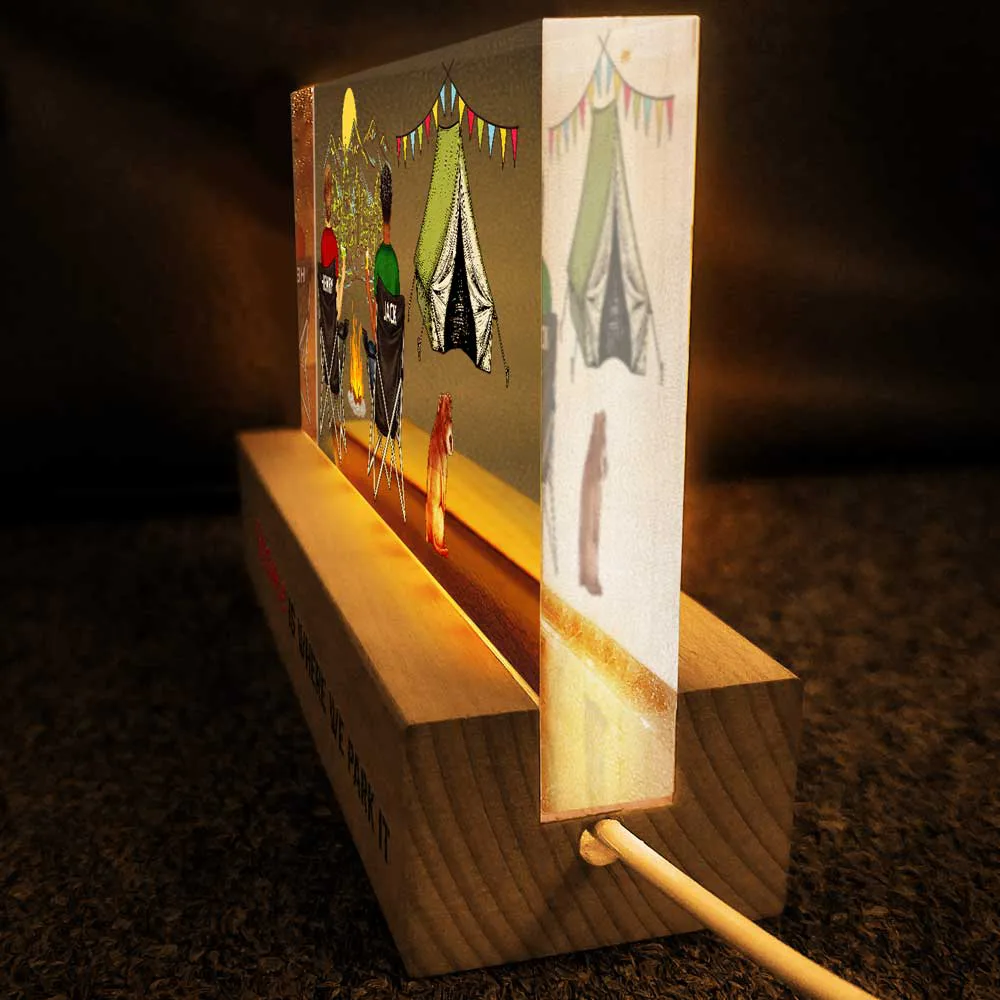 Home Is Where We Park It You And Me And The Dogs Happy Camper Couple - Personalized Rectangle LED Light - Image 4
