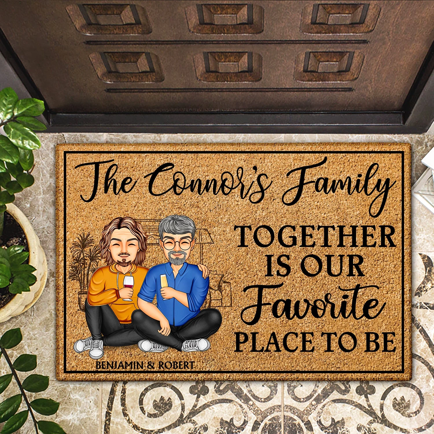 Home Sweet Home Family - Anniversary, Birthday, Home Decor Gift For Spouse, Lover, Husband, Wife, Boyfriend, Girlfriend, Couple - Personalized Custom Doormat - Image 2