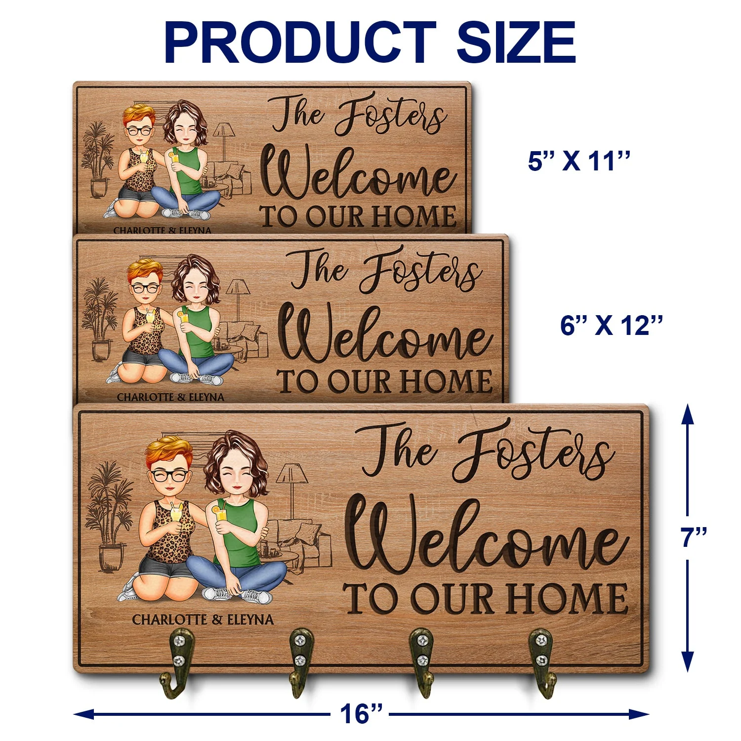 Home Sweet Home Family - Anniversary, Home Decor Gift For Spouse, Lover, Husband, Wife, Boyfriend, Girlfriend, Couple - Personalized Custom Wood Key Holder - Image 4