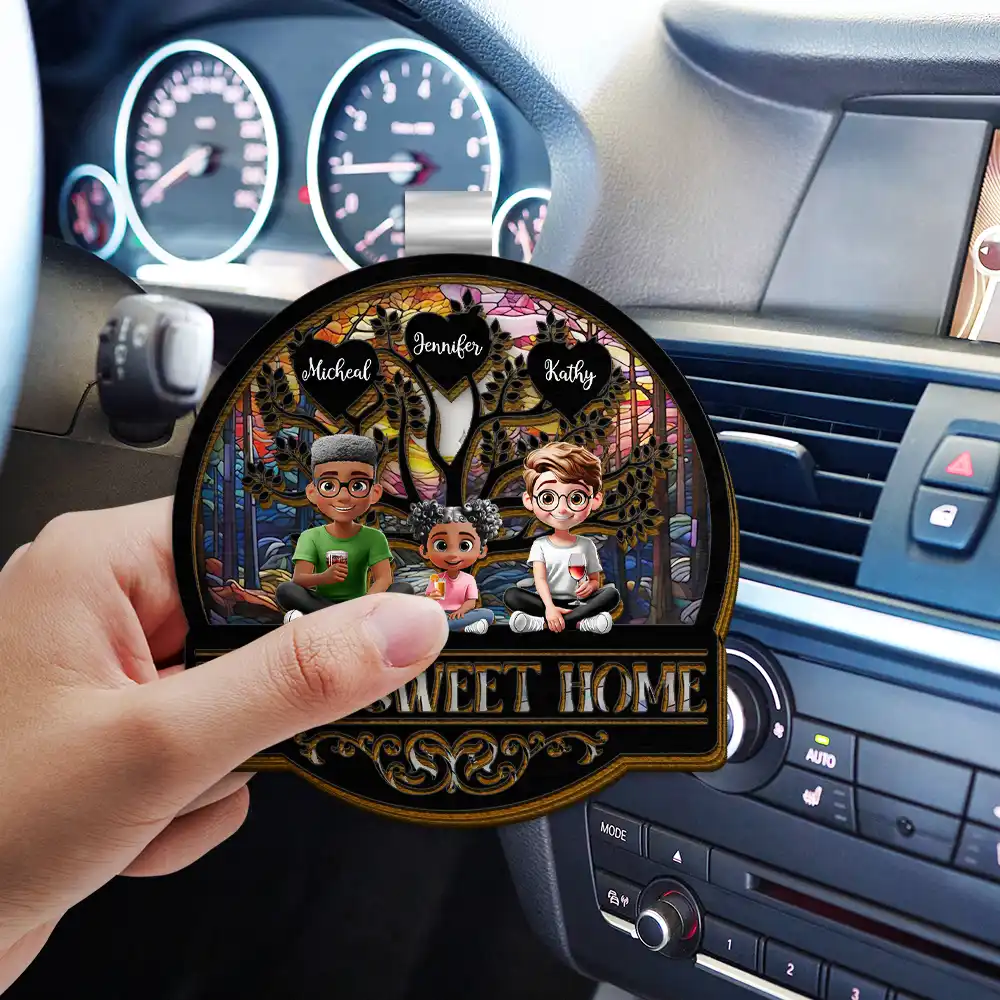 Home Sweet Home Family - Personalized Custom Shaped Car Visor Clip - Image 3