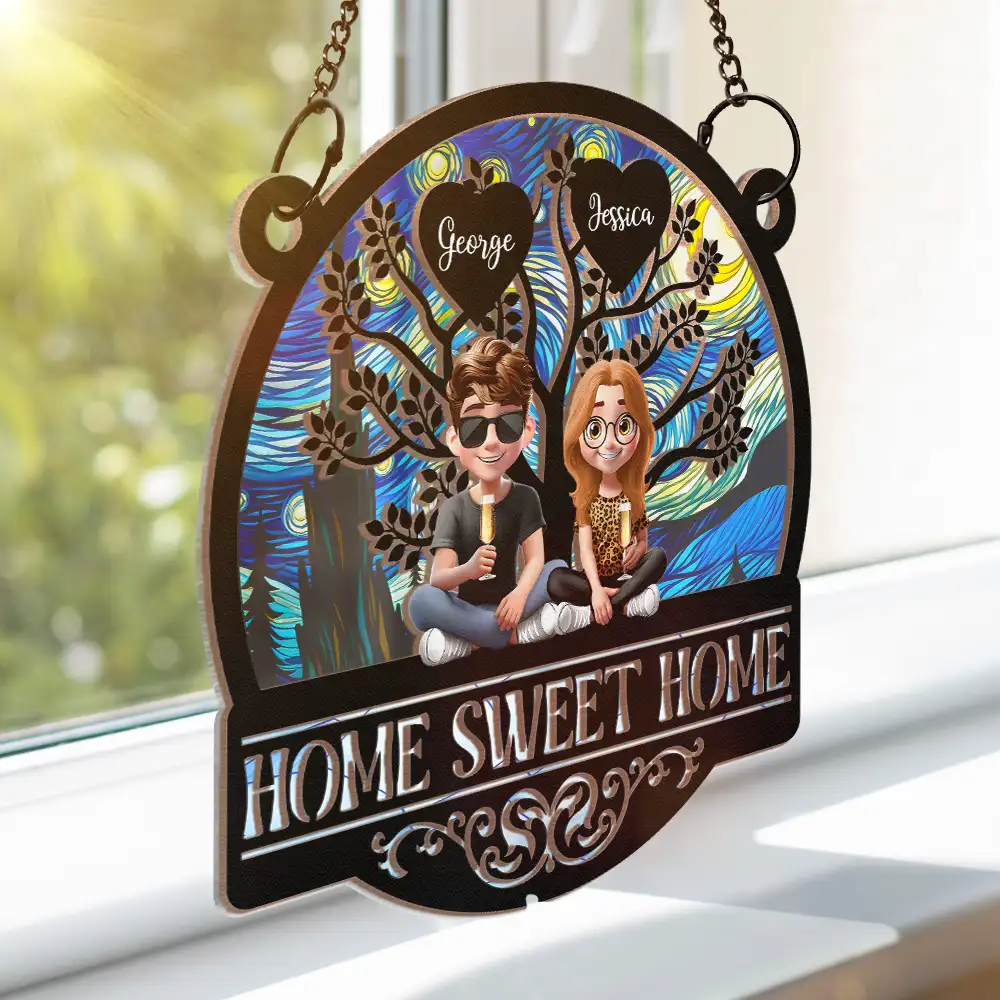 Home Sweet Home Family - Personalized Window Hanging Suncatcher Ornament - Image 3
