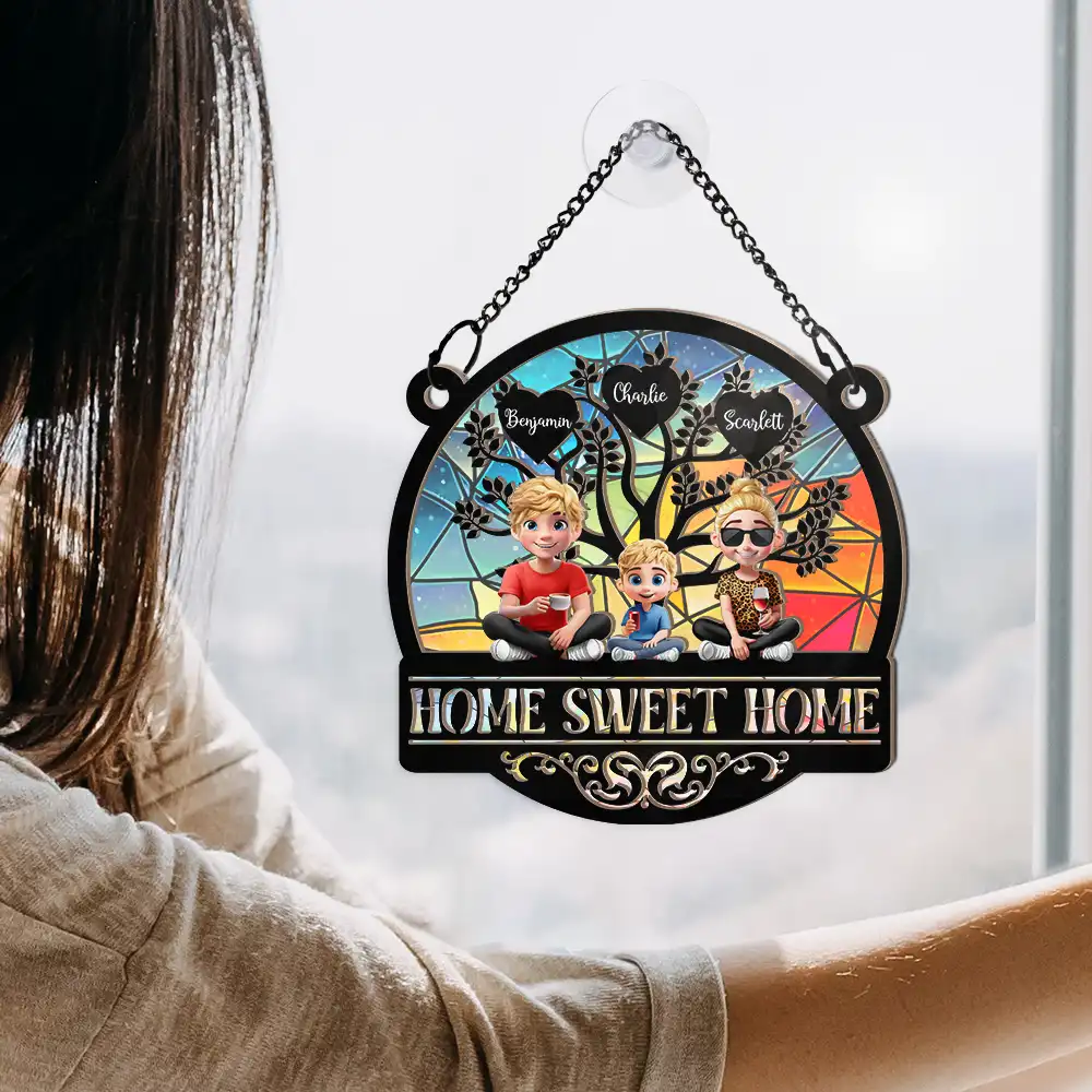 Home Sweet Home Family - Personalized Window Hanging Suncatcher Ornament - Image 4