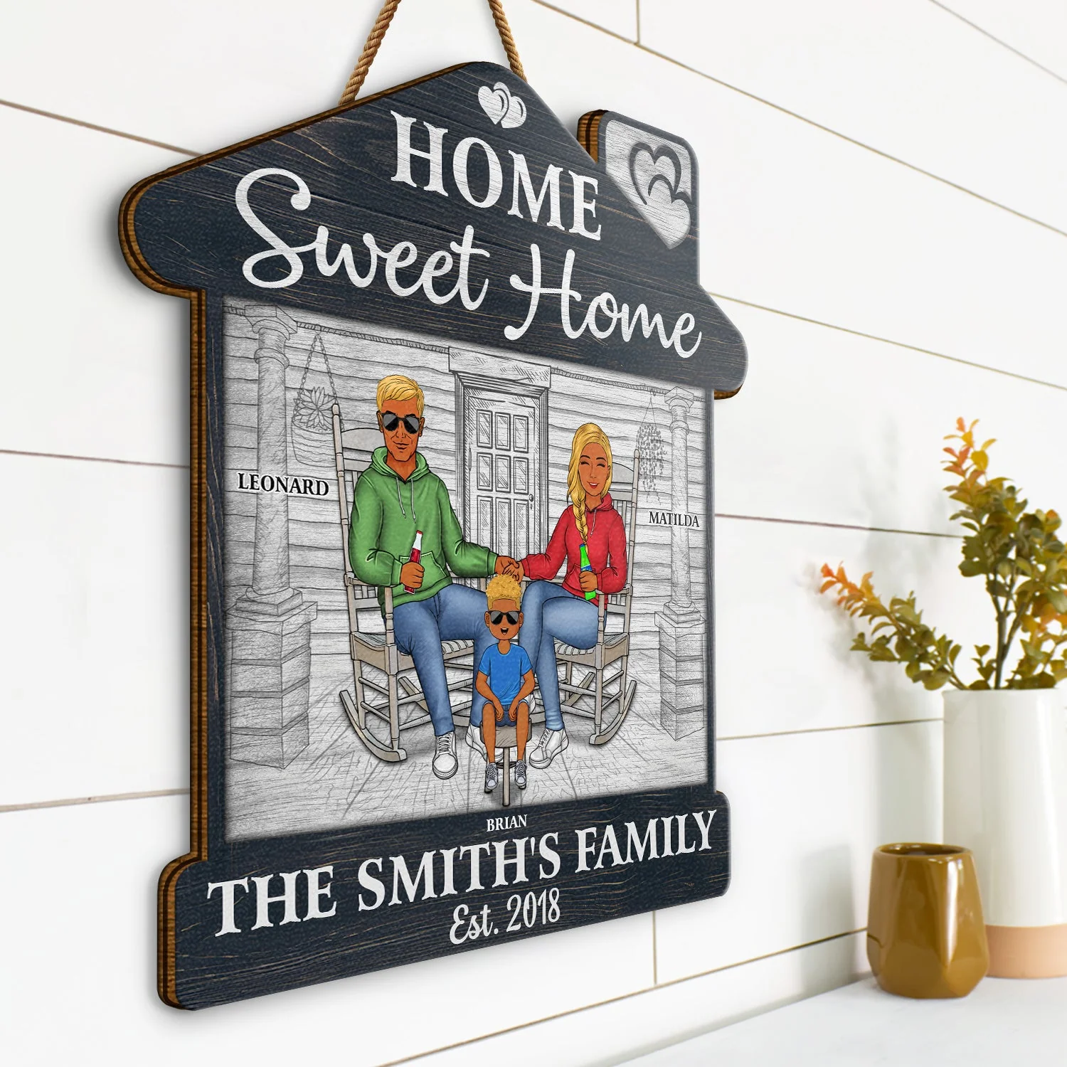 Home Sweet Home - Outdoor, Home Decor Gift For Family, Husband, Wife, Couple - Personalized Custom Shaped Wood Sign - Image 2