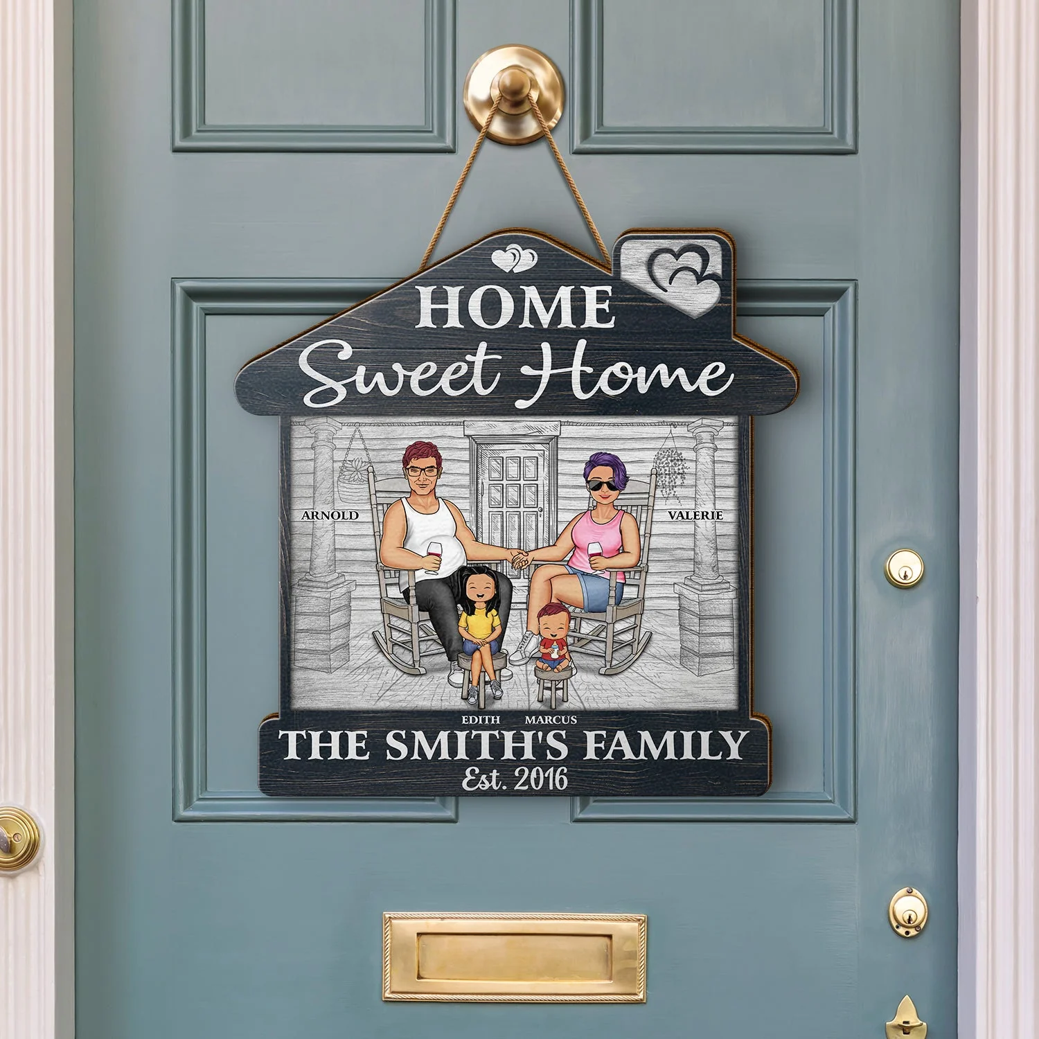 Home Sweet Home - Outdoor, Home Decor Gift For Family, Husband, Wife, Couple - Personalized Custom Shaped Wood Sign - Image 3
