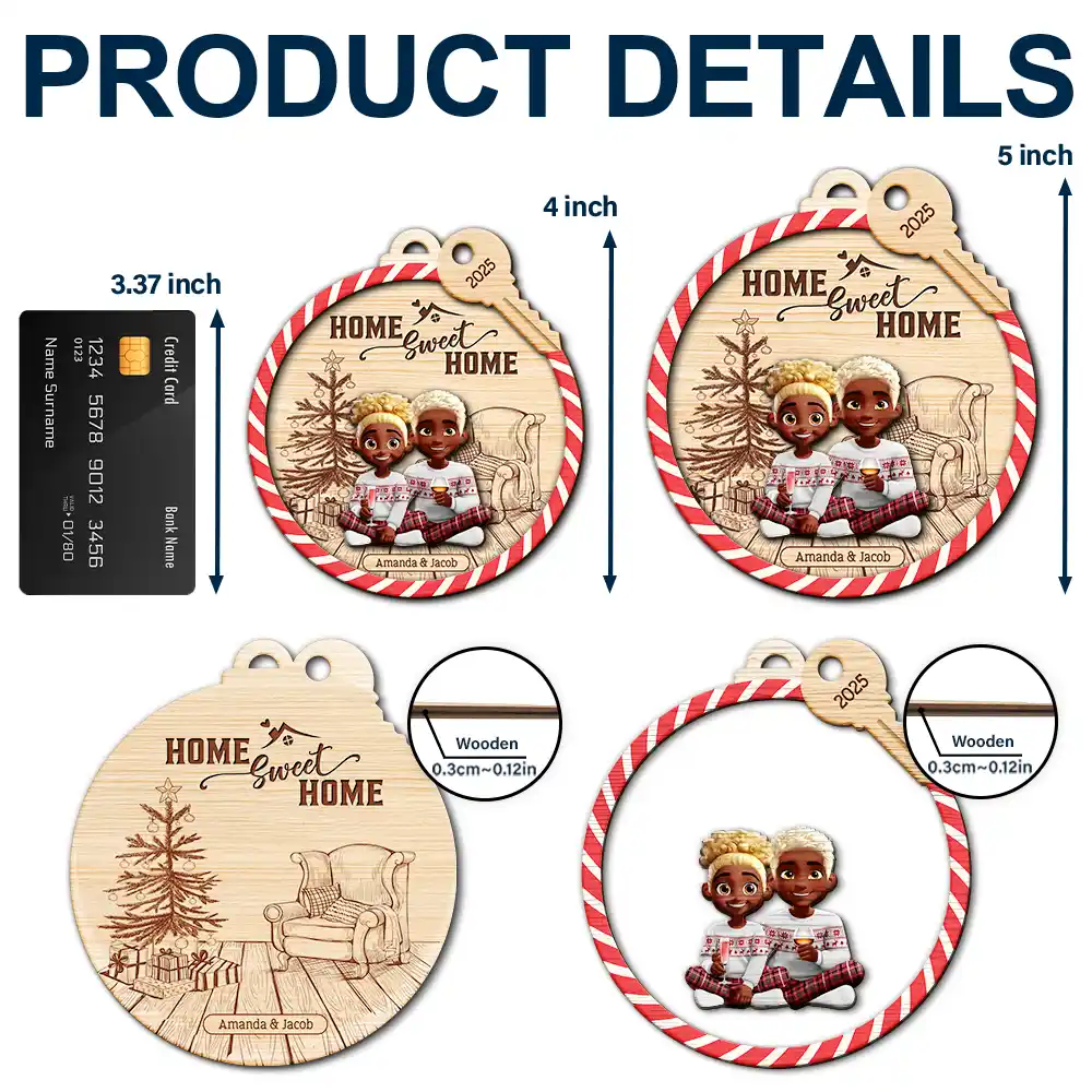 Home Sweet Home - Personalized 2-Layered Wooden Ornament - Image 5