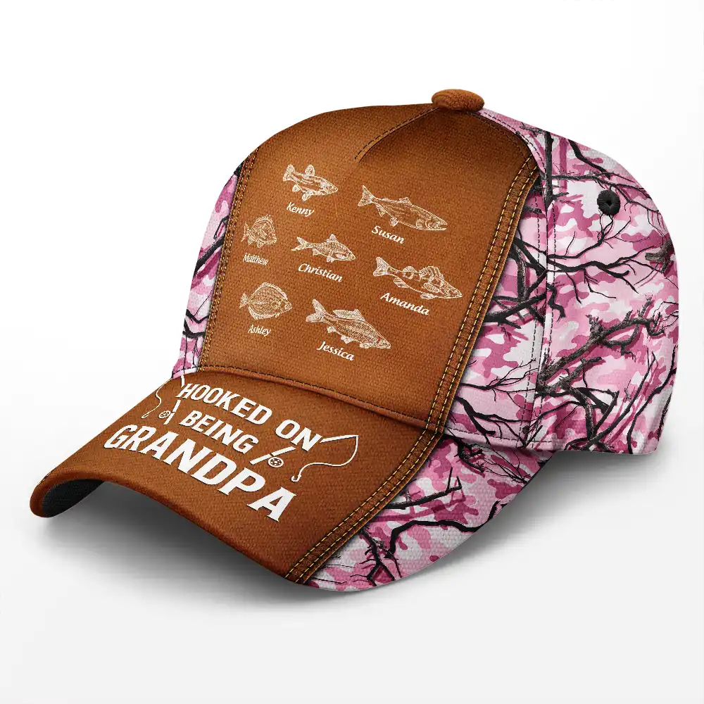 Hooked On Being Grandpa Fishing - Personalized Classic Cap - Image 2