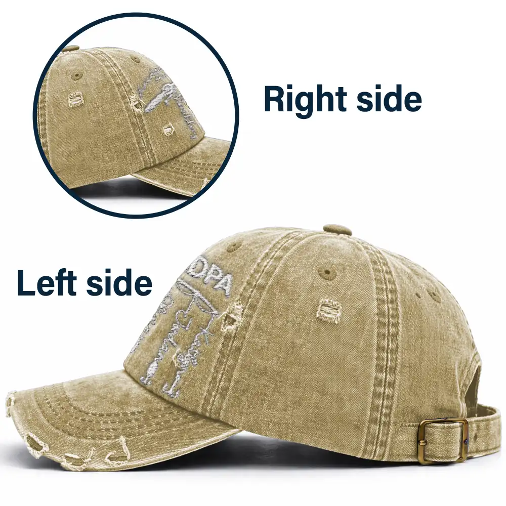Hooked On Dad Grandpa - Personalized Embroidered Distressed Cap - Image 3