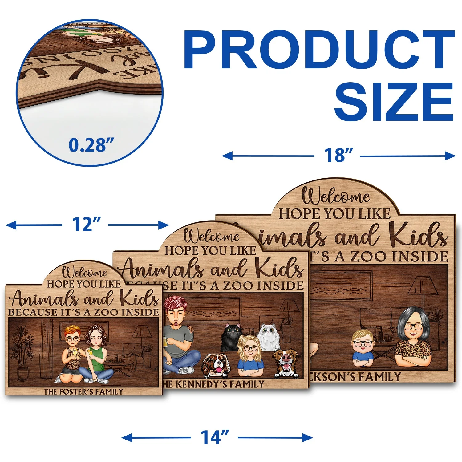 Hope You Like Animals And Kids - Anniversary, Birthday, Home Decor Gift For Spouse, Lover, Husband, Wife, Couple - Personalized Custom Shaped Wood Sign - Image 5