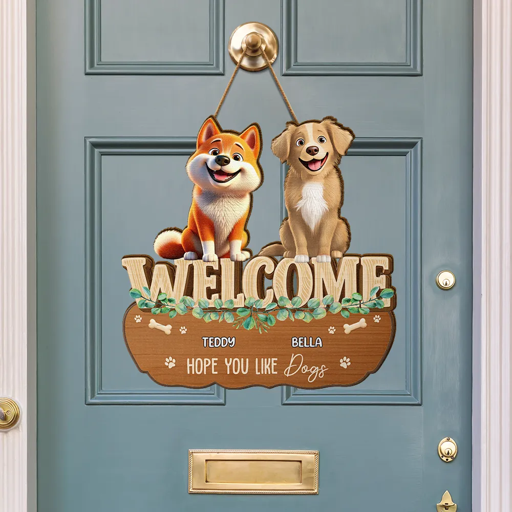 Hope You Like Dog Cat Pet Family 3D Effect - Personalized Custom Shaped Wood Sign - Image 3