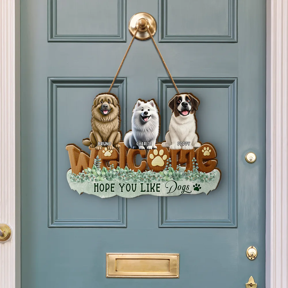 Welcome Hope You Like Dogs Cats - Personalized Custom Shaped Wood Sign - Image 3