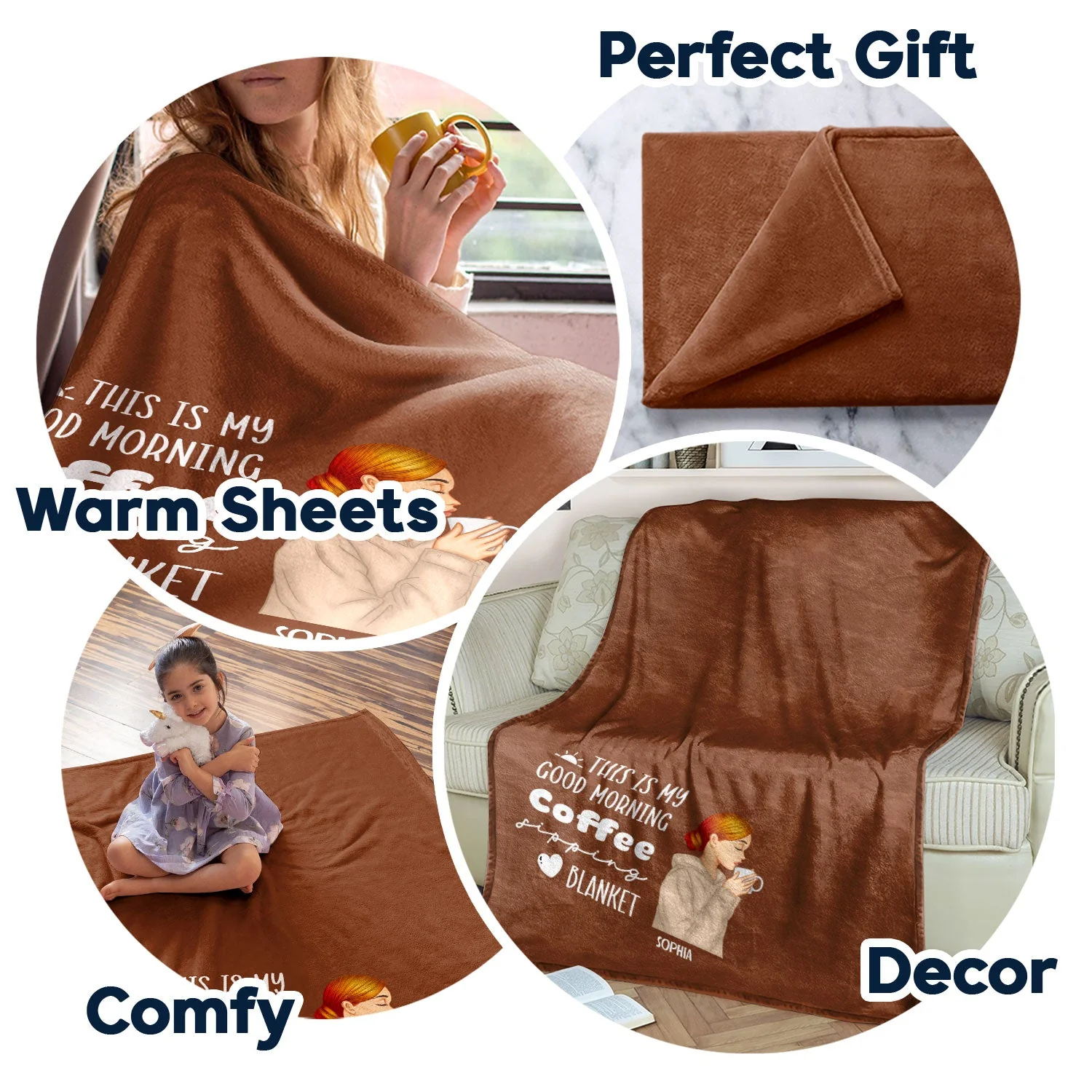 Hot Tea Sipping - Gift For Yourself, Gift For Women - Personalized Fleece Blanket - Image 5