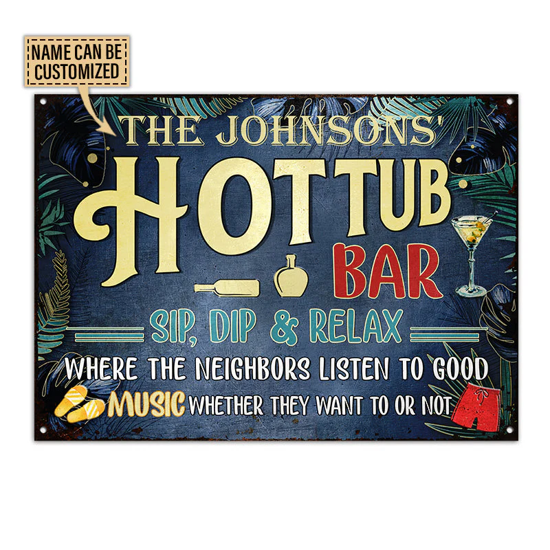 Hot Tub Bar Good Music, Outdoor Hot Tub Decor, Custom Classic Metal Signs - Image 4