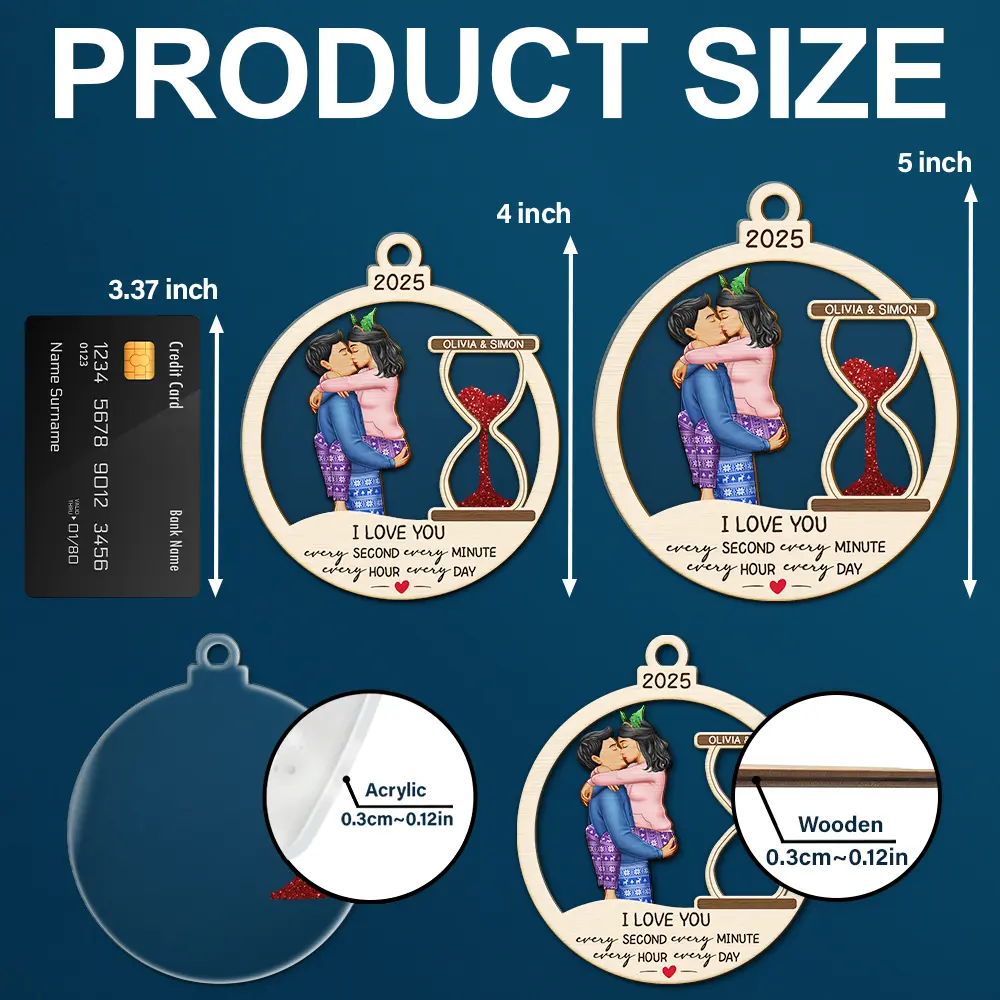 Hourglass Every Second Every Minute - Personalized 2-Layered Mix Ornament - Image 5