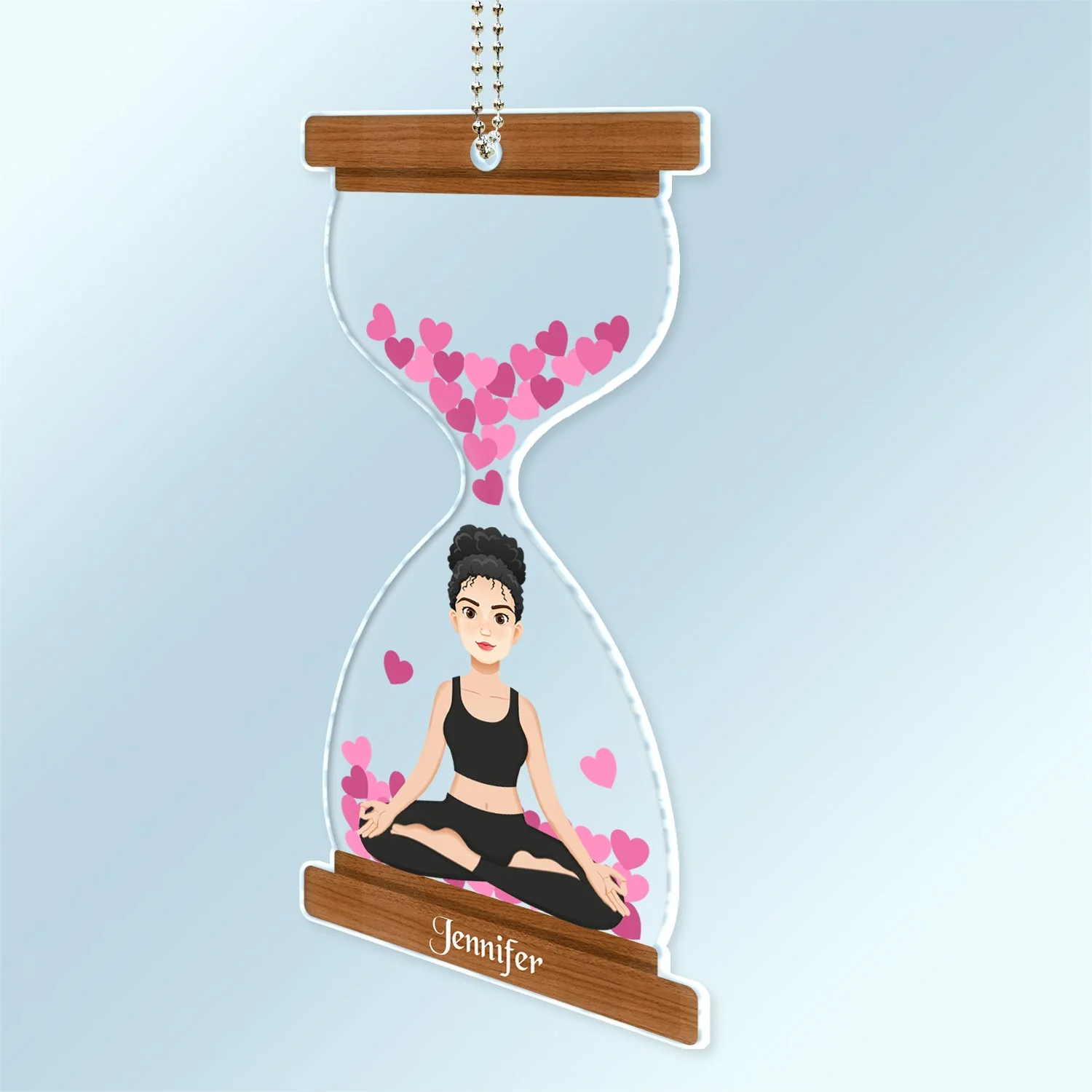 Hourglass - Gift For Yoga Lovers - Personalized Acrylic Car Hanger - Image 2
