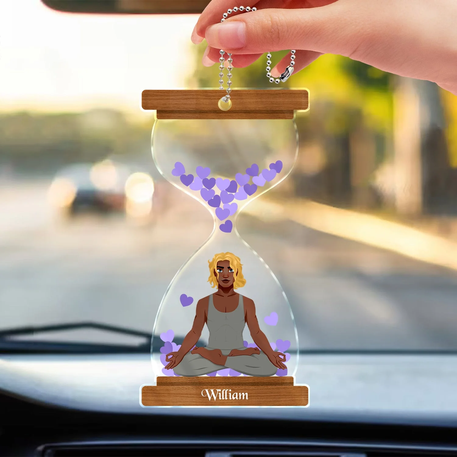 Hourglass - Gift For Yoga Lovers - Personalized Acrylic Car Hanger - Image 3