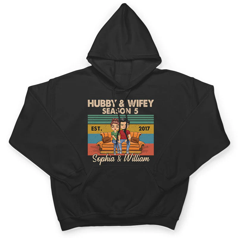 Hubby And Wifey Season Married Retro - Gift For Couple - Personalized Custom T Shirt - Image 4