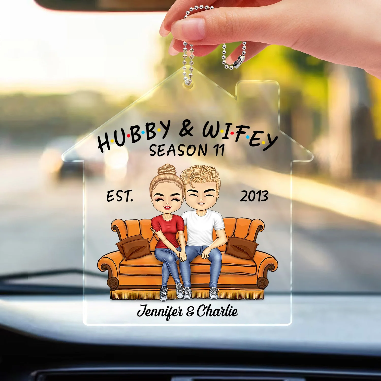 Hubby And Wifey Seasons - Birthday, Anniversary Gift For Spouse, Lover, Husband, Wife, Boyfriend, Girlfriend, Couple - Personalized Acrylic Car Hanger - Image 3