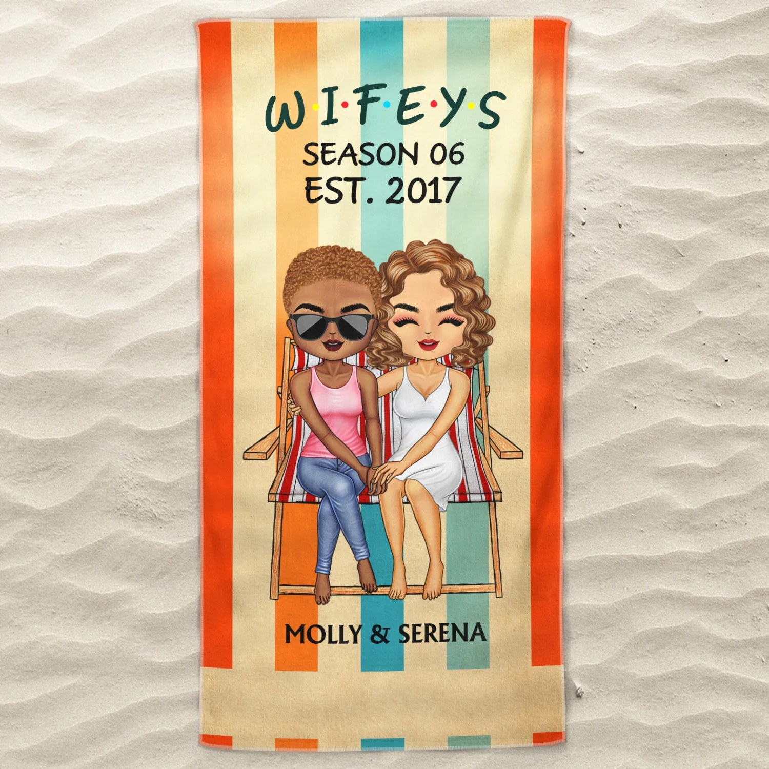 Hubby And Wifey Seasons - Birthday, Anniversary Gift For Spouse, Lover, Husband, Wife, Boyfriend, Girlfriend, Couple - Personalized Custom Beach Towel - Image 3