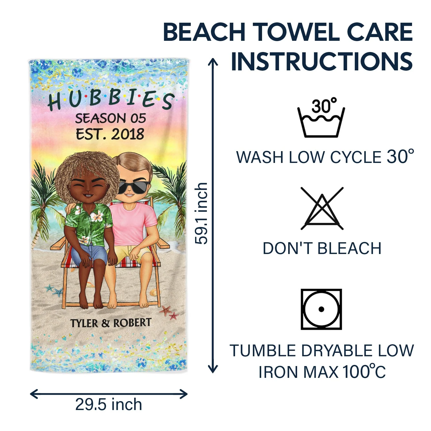 Hubby And Wifey Seasons - Birthday, Anniversary Gift For Spouse, Lover, Husband, Wife, Boyfriend, Girlfriend, Couple - Personalized Custom Beach Towel - Image 6