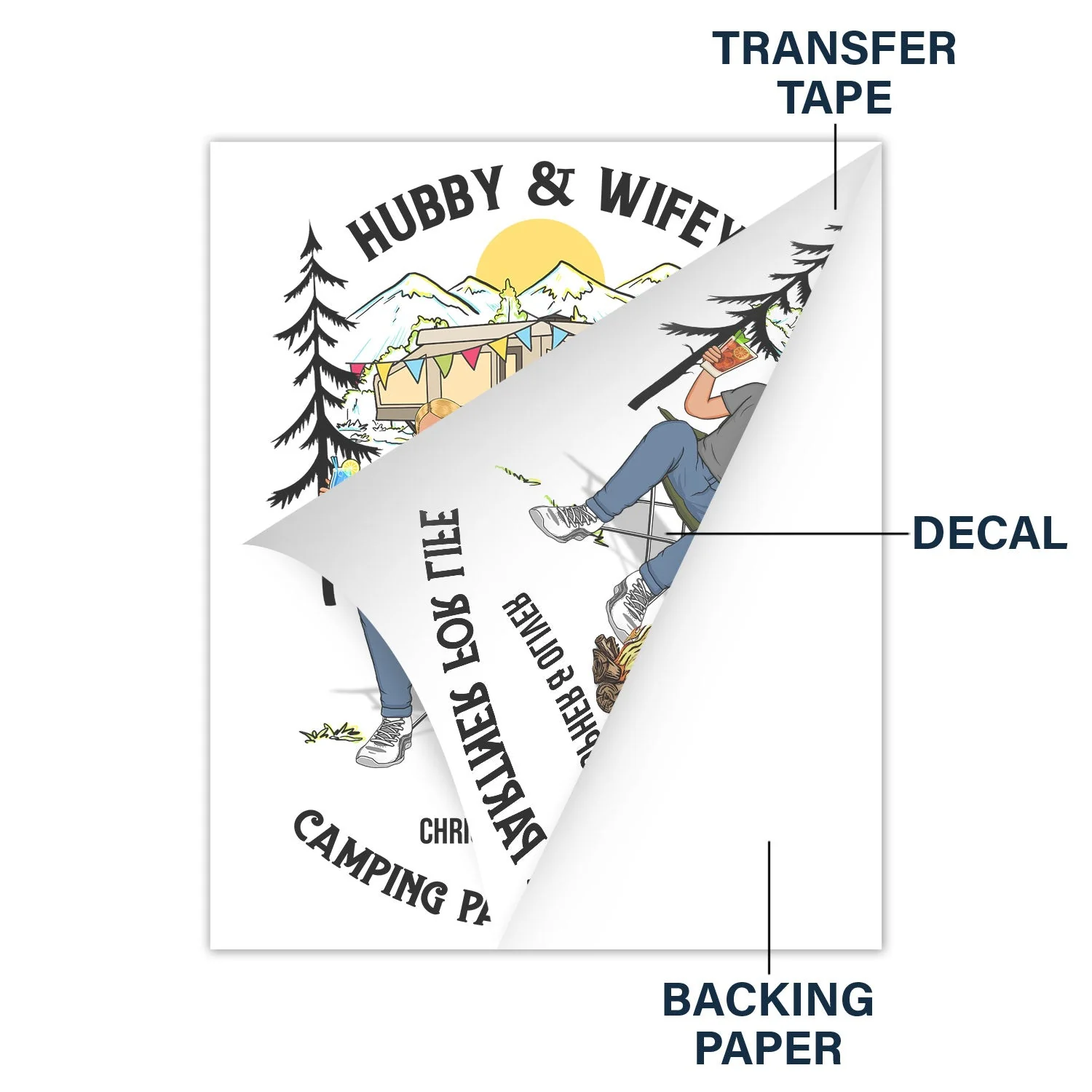 Hubby & Wifey Camping Partners For Life - Gift For Couples, Camping Lovers - Personalized Camping Decal, Decor Decal - Image 5