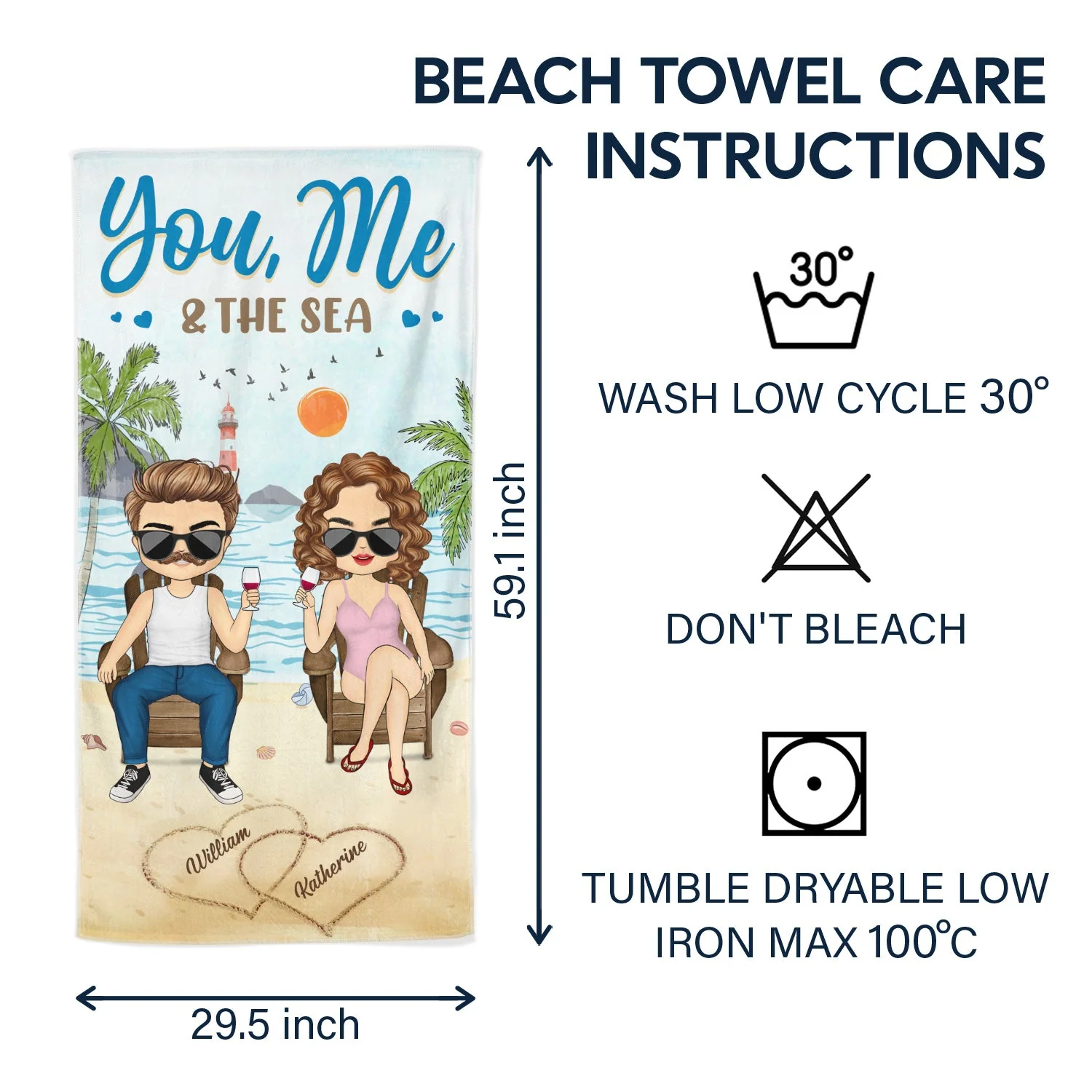 Hubby Wifey Season - Gift For Couple, Summer Vibe - Personalized Custom Beach Towel - Image 6
