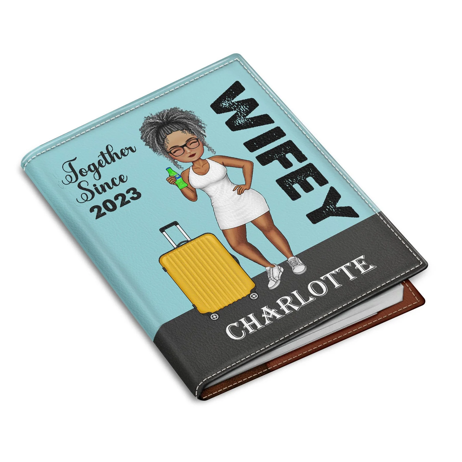 Hubby Wifey Together Since Beach Traveling Couple - Anniversary, Vacation, Funny Gift For Couples, Family, Husband, Wife - Personalized Custom Passport Cover, Passport Holder - Image 2