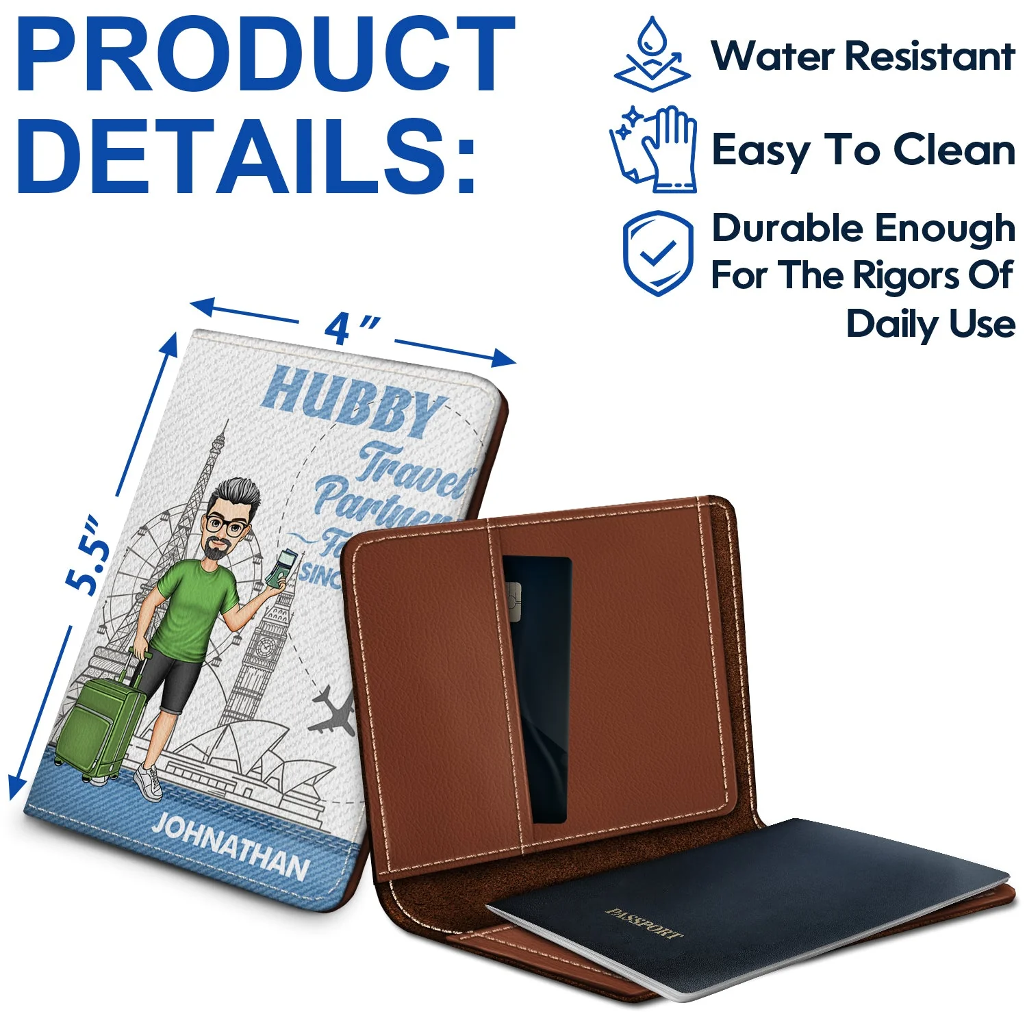 Hubby & Wifey Travel Partners For Life - Gift For Couples, Traveling Lovers Couple - Personalized Passport Cover, Passport Holder - Image 4