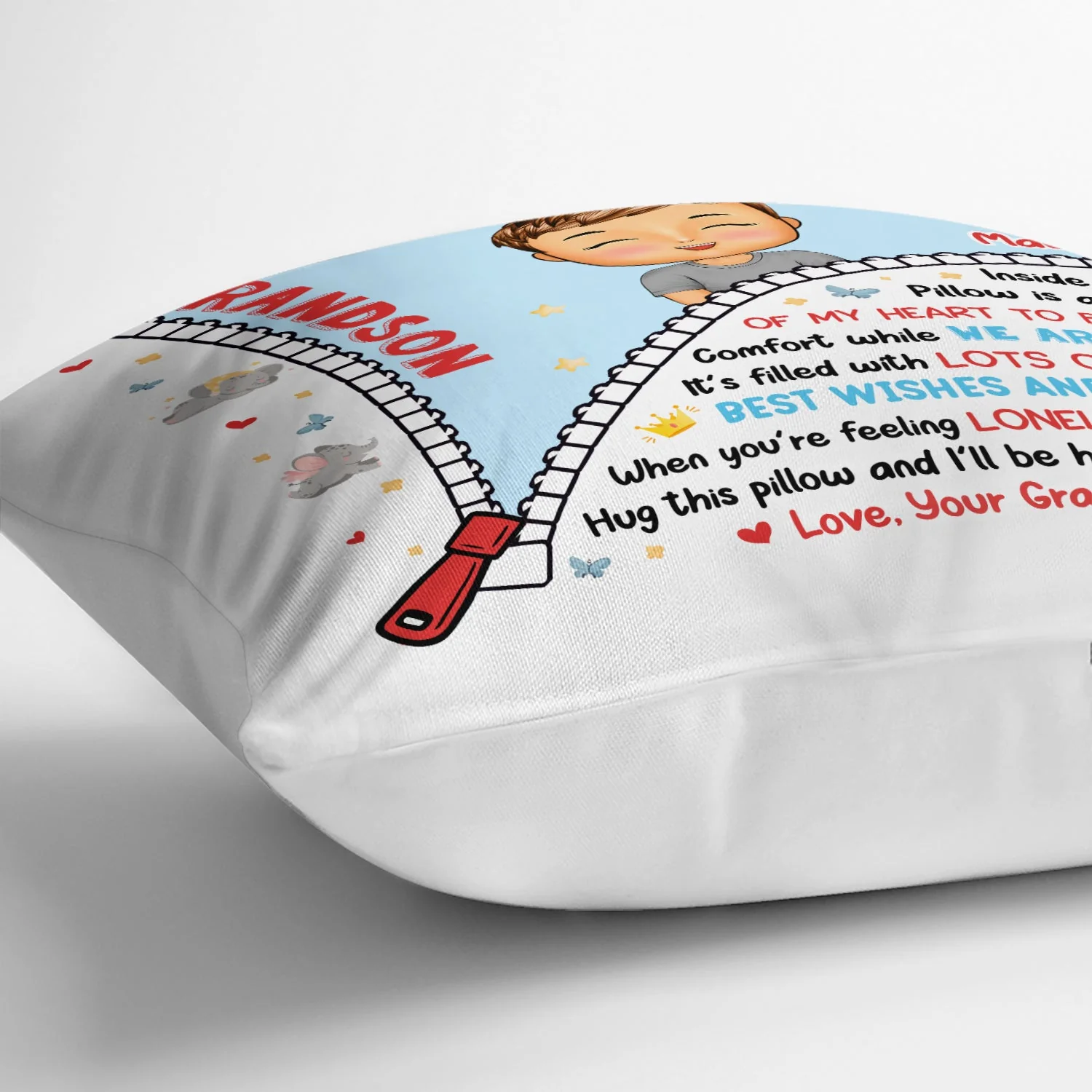 Hug This Pillow And I'll Be Hugging You - Gift For Granddaughter, Grandson, Kids - Personalized Pillow - Image 3