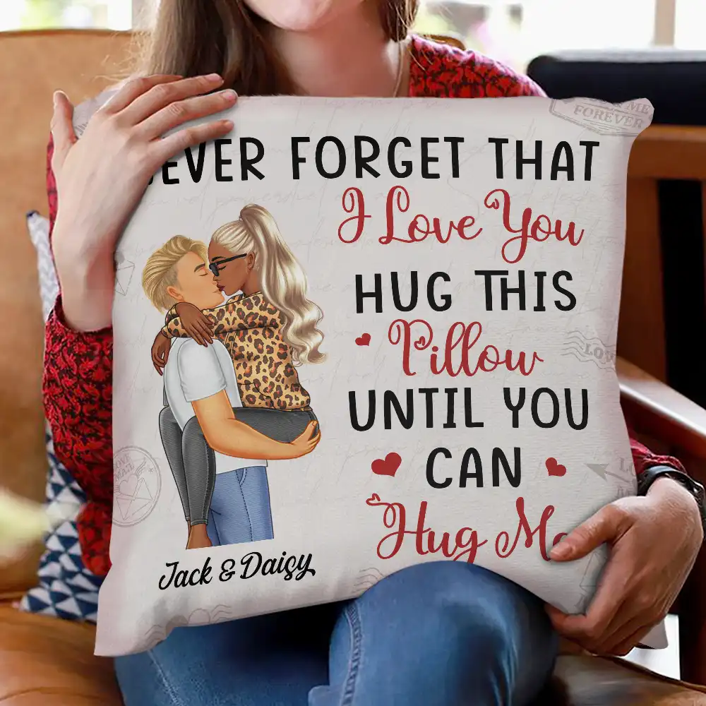 Hug This Pillow Until You Can Hug Me Couples Vintage - Personalized Pillow - Image 2