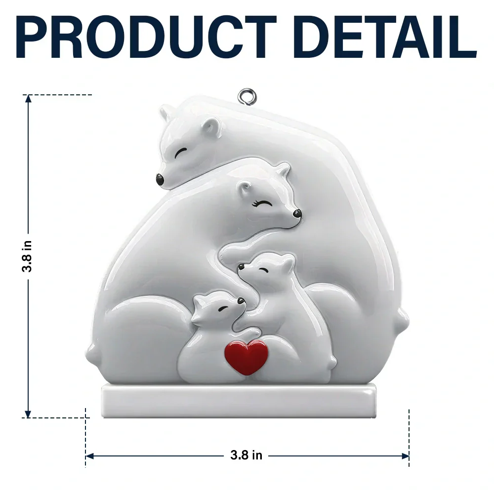 Hugging Bear Family Toile De Jouy Art - Personalized Embossed Ceramic Ornament - Image 5