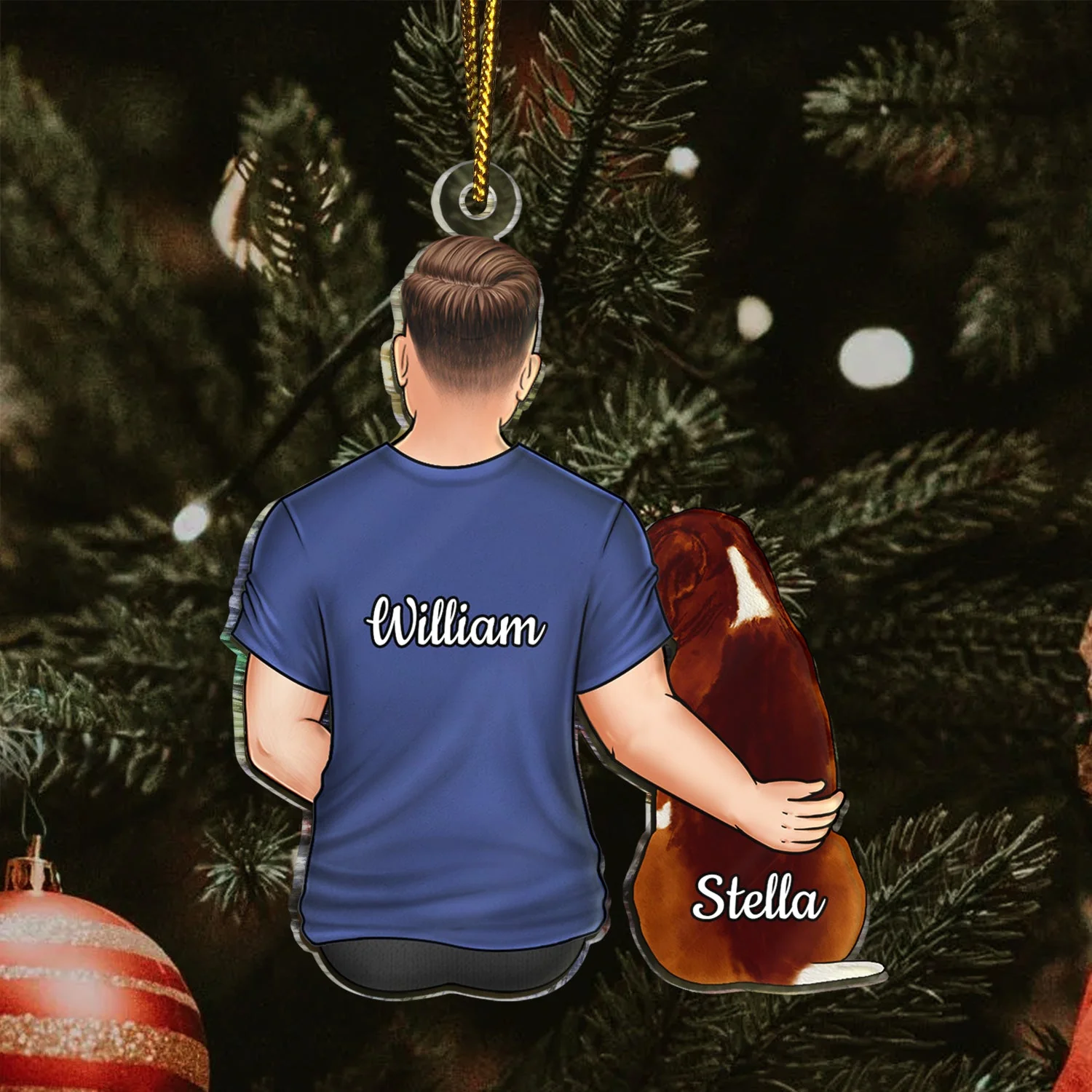 Hugging Pet - Christmas Gift For Dog Lovers, Cat Lovers - Personalized Cutout Acrylic Ornament - Image 3