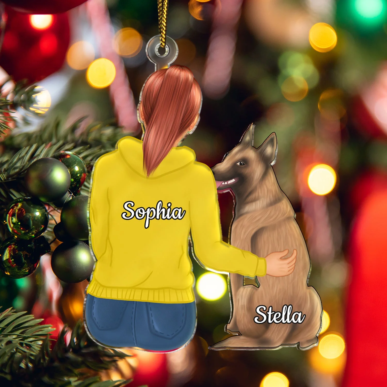 Hugging Pet - Christmas Gift For Dog Lovers, Cat Lovers - Personalized Cutout Acrylic Ornament - Image 5