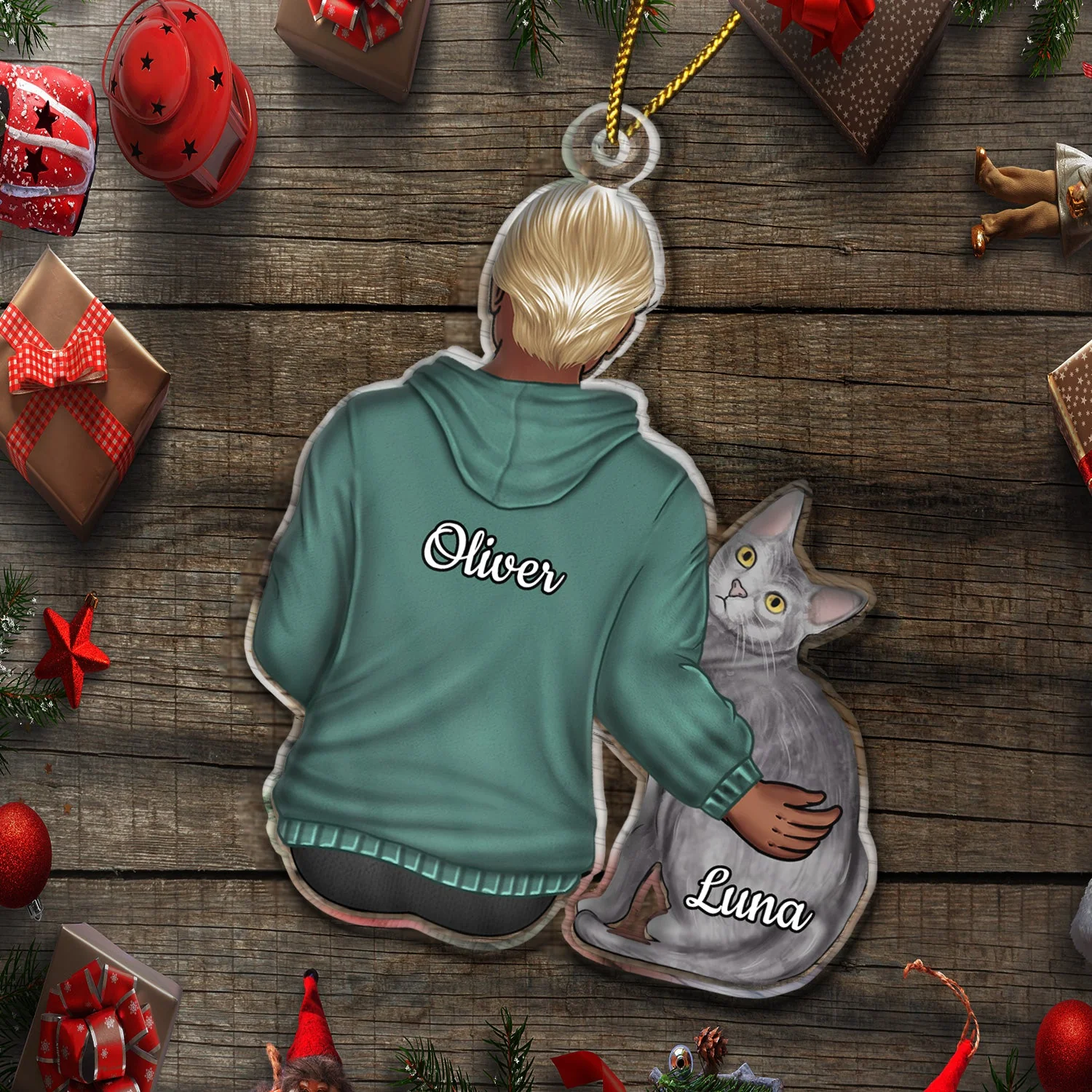 Hugging Pet - Christmas Gift For Dog Lovers, Cat Lovers - Personalized Cutout Acrylic Ornament - Image 6