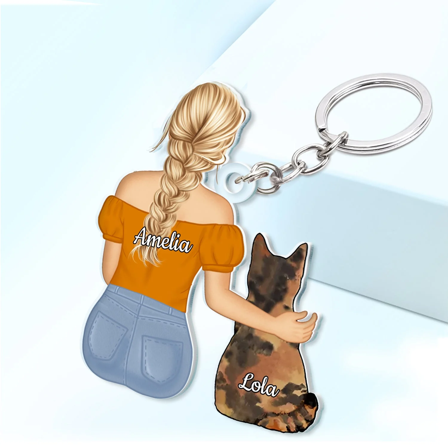 Hugging Pet - Gift For Dog Lovers, Cat Lovers - Personalized Cutout Acrylic Keychain - Image 2