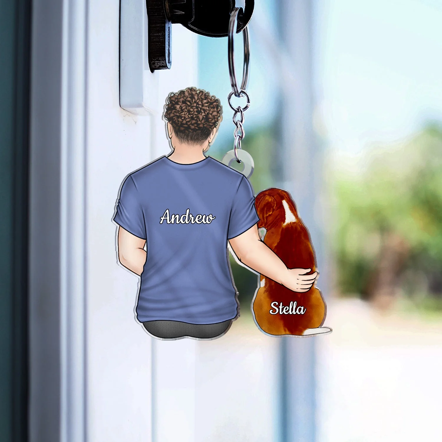 Hugging Pet - Gift For Dog Lovers, Cat Lovers - Personalized Cutout Acrylic Keychain - Image 3