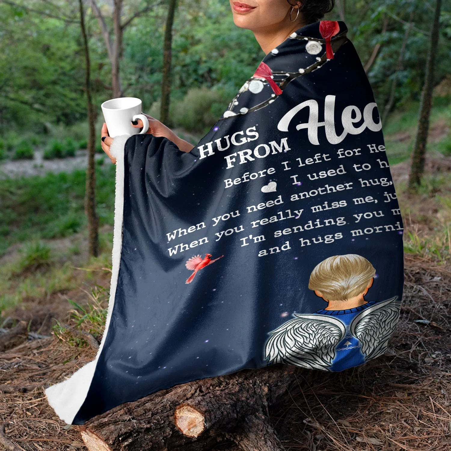 Hugs From Heaven Memorial - Sympathy Gift To Comfort Those Grieving The Loss Of A Loved One - Personalized Fleece Blanket - Image 5