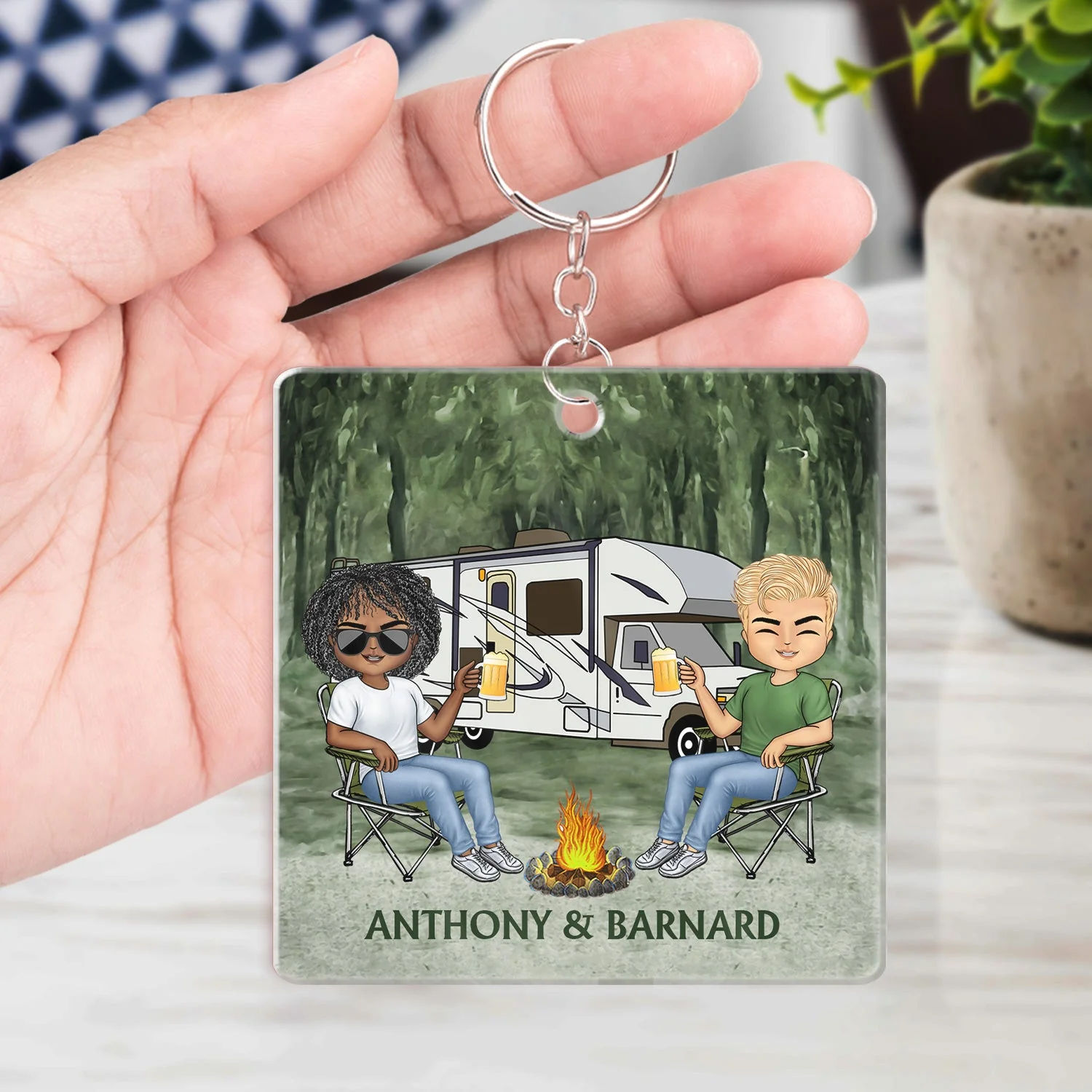 Husband And Wife Camping Partners For Life - Anniversary, Birthday Gift For Spouse, Husband, Wife, Boyfriend, Girlfriend, Campers - Personalized Custom Acrylic Keychain - Image 4