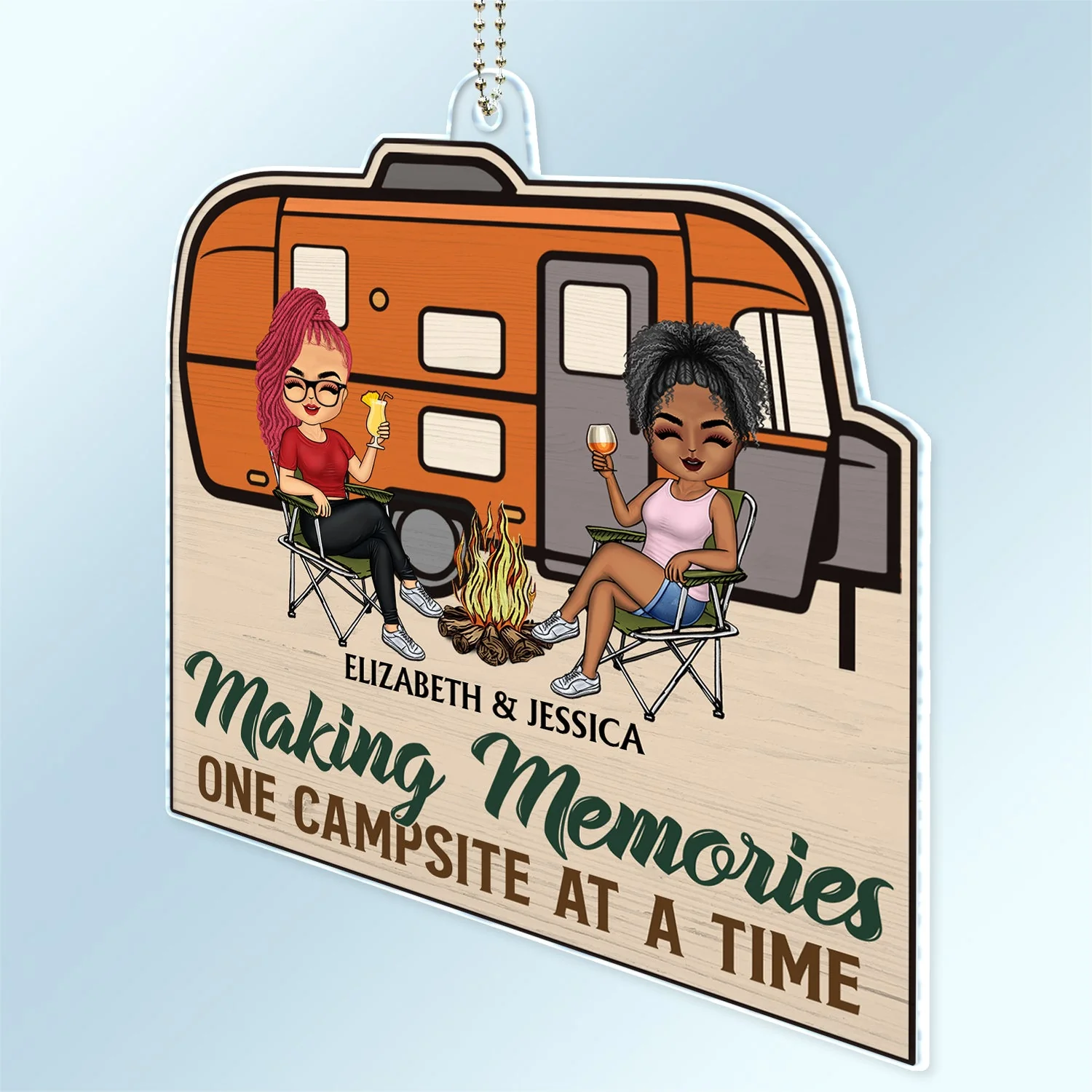 Husband And Wife Camping Partners For Life - Gift For Camping Couples - Personalized Acrylic Car Hanger - Image 2
