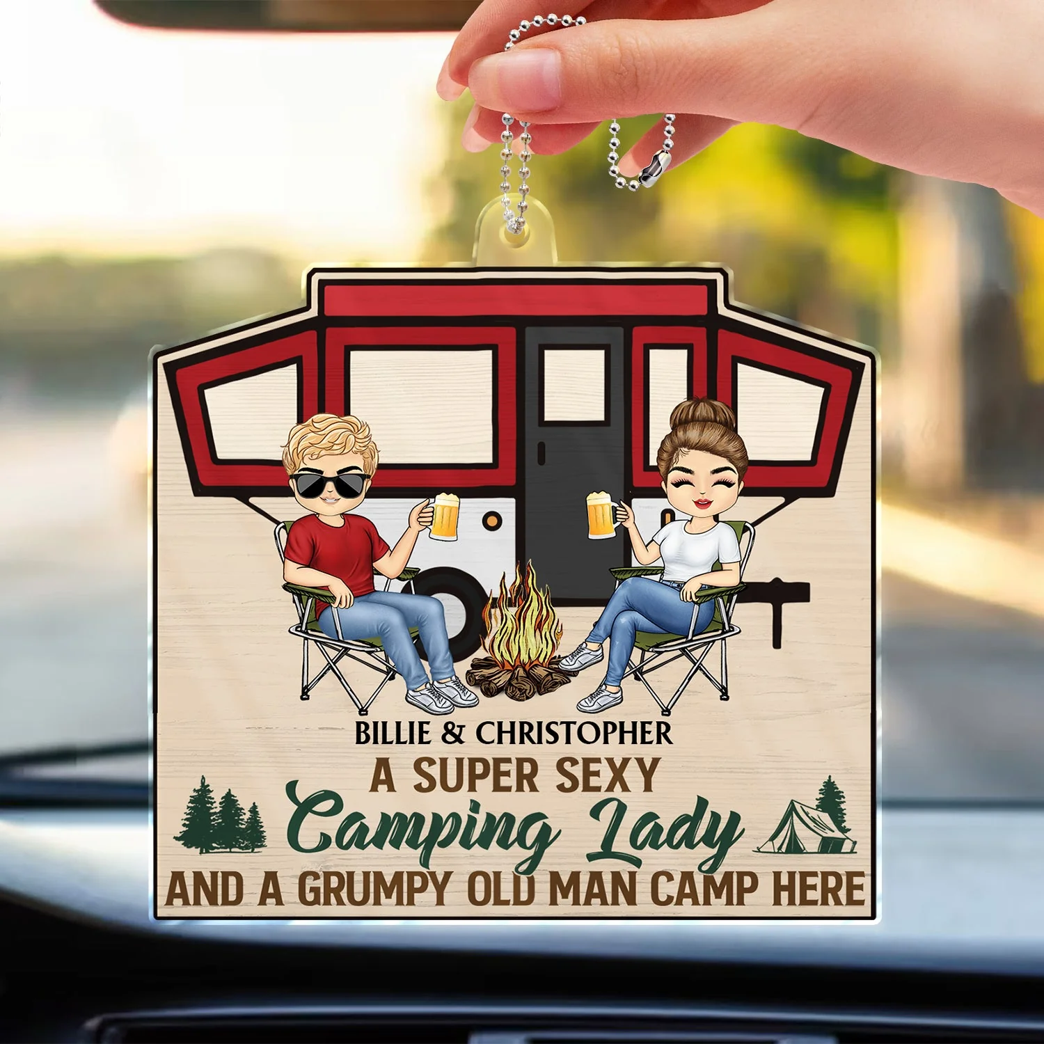 Husband And Wife Camping Partners For Life - Gift For Camping Couples - Personalized Acrylic Car Hanger - Image 3