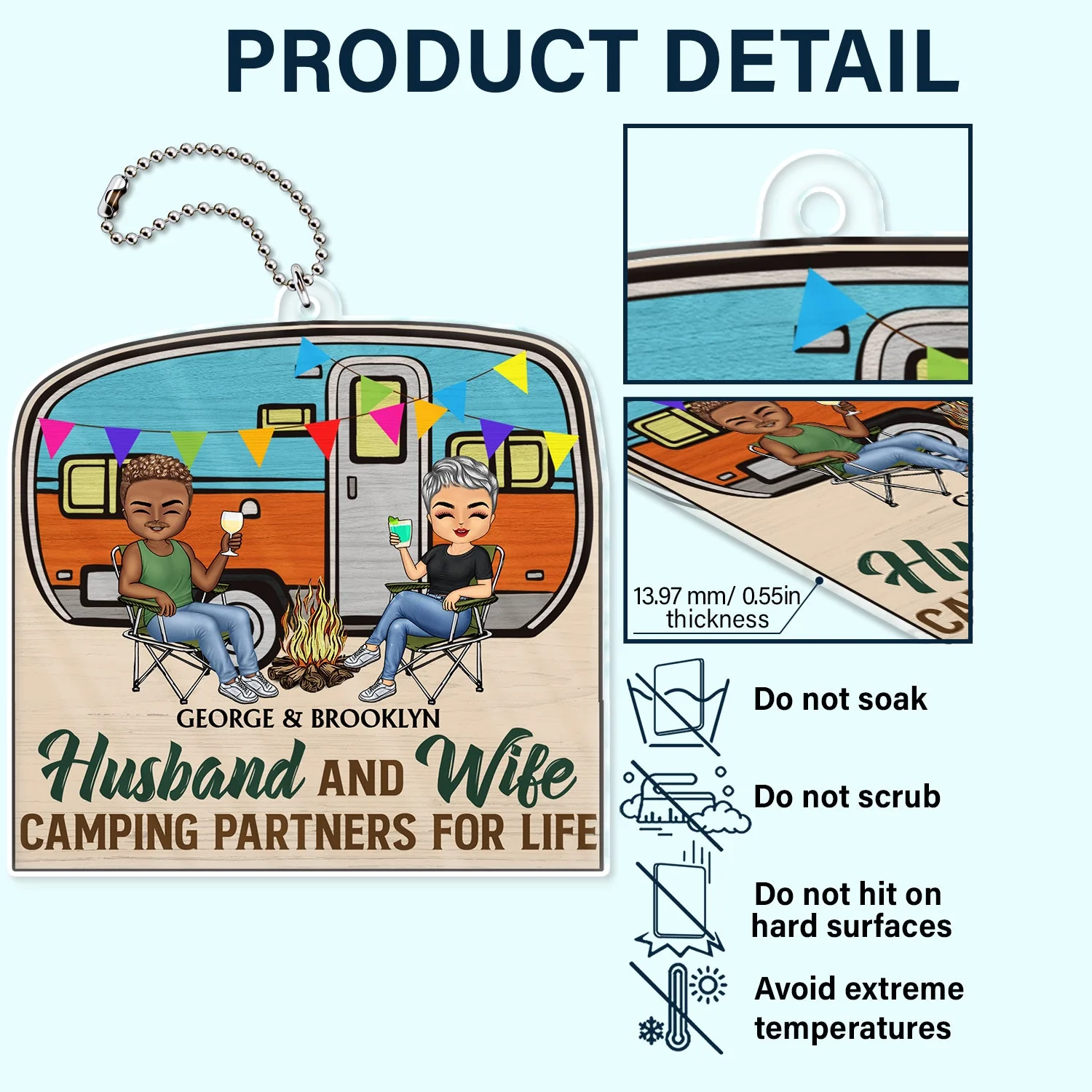 Husband And Wife Camping Partners For Life - Gift For Camping Couples - Personalized Acrylic Car Hanger - Image 5