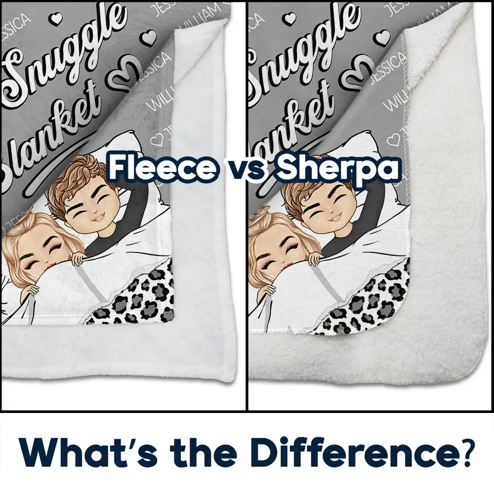 Husband And Wife Couple Chibi Our Snuggle Blanket - Personalized Fleece Blanket, Sherpa Blanket - Image 4