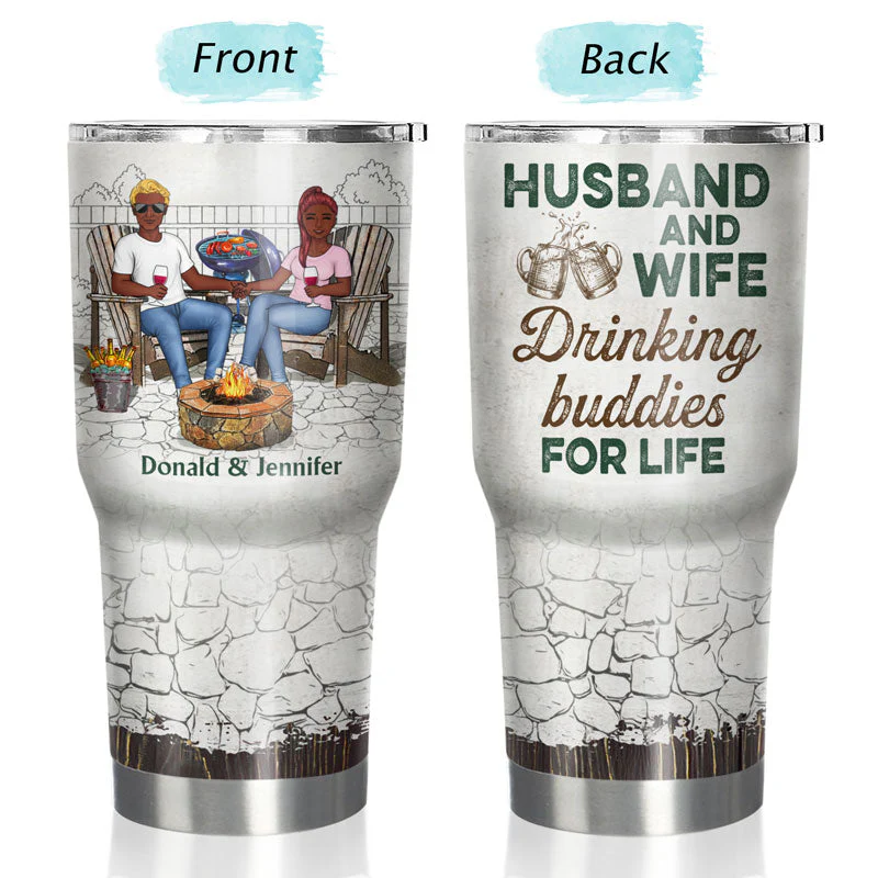 Husband And Wife Drinking Buddies For Life Grilling Couple - Couple Gift - Personalized Custom 30 Oz Tumbler - Image 3