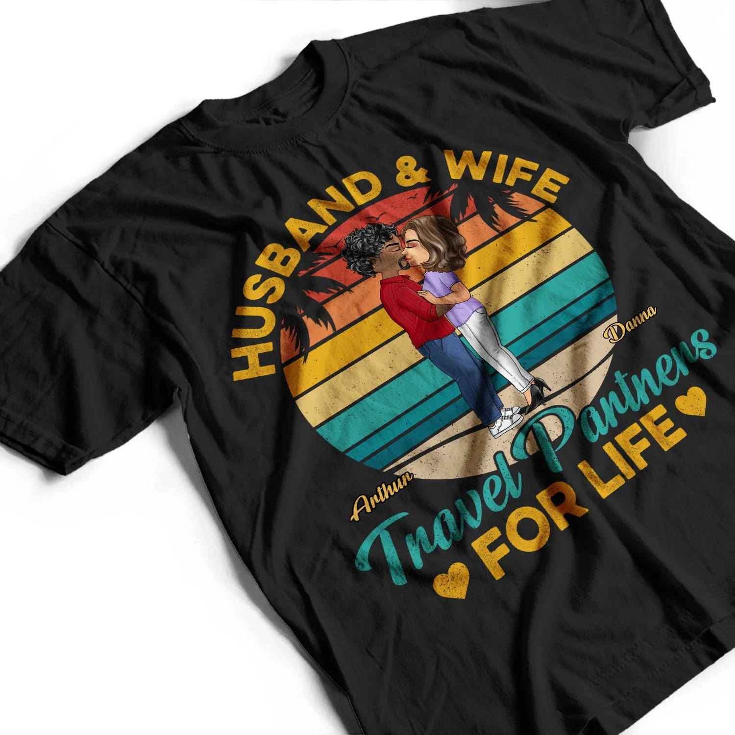 Husband And Wife Travel Partners For Life Beach Traveling Couple - Birthday, Loving, Anniversary Gift For Spouse, Hubby, Wifey, Boyfriend, Girlfriend - Personalized T Shirt - Image 3