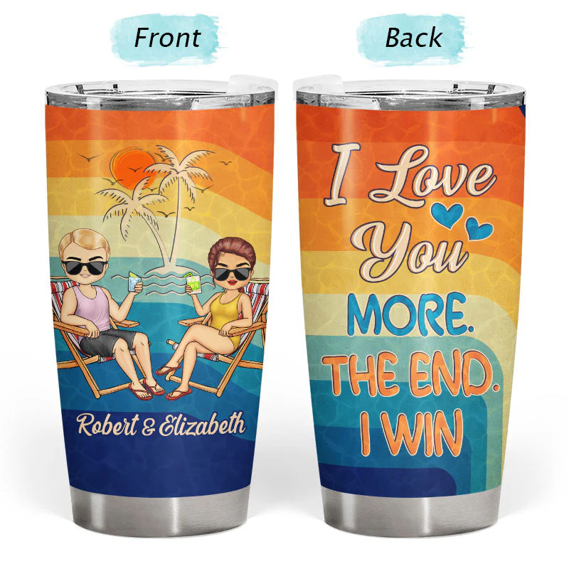 Husband And Wife Travel Partners For Life Beach Traveling Couple - Personalized Custom Tumbler - Image 3
